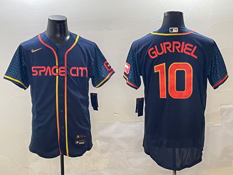Men Houston Astros #10 Gurriel Blue City Edition Elite 2025 Nike MLB Jersey style 1